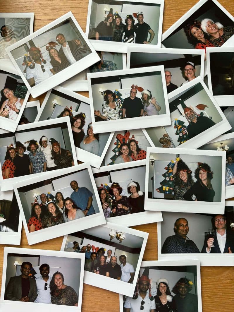 Polaroid photos from a Fractional Directory team celebration